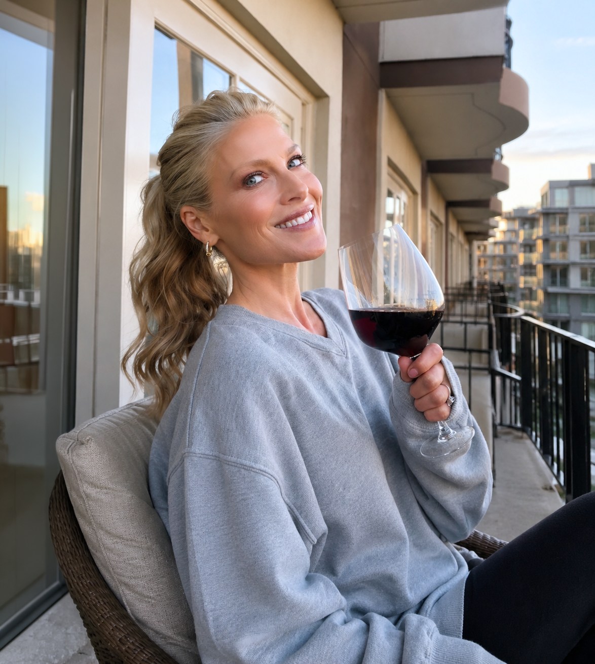 Ali Larter Grey V Neck Cropped Sweatshirt