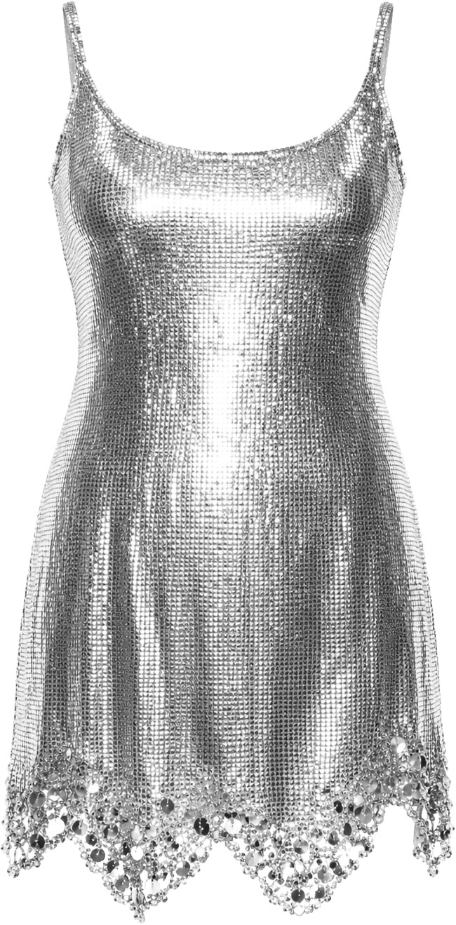 Anne Wold Silver Chain Lace Dress