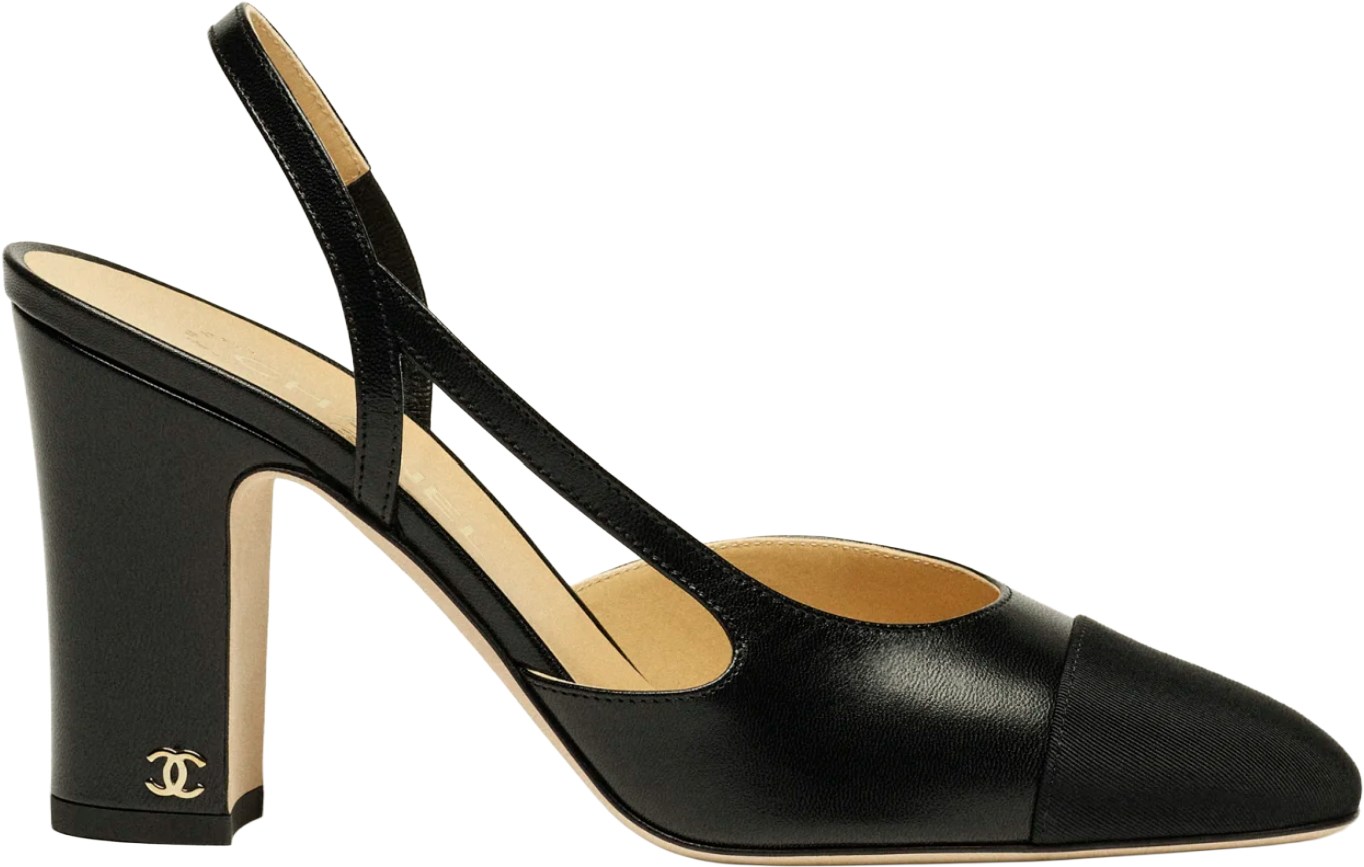 Chanel Black Goatskin Slingback Sandals
