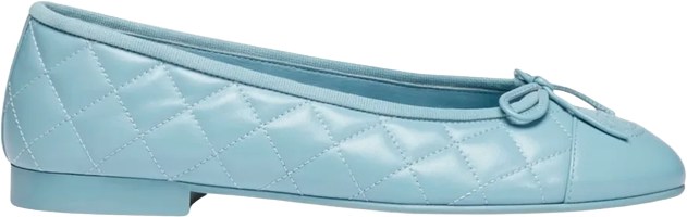 Chanel Light Blue Leather Quilted Ballerinas