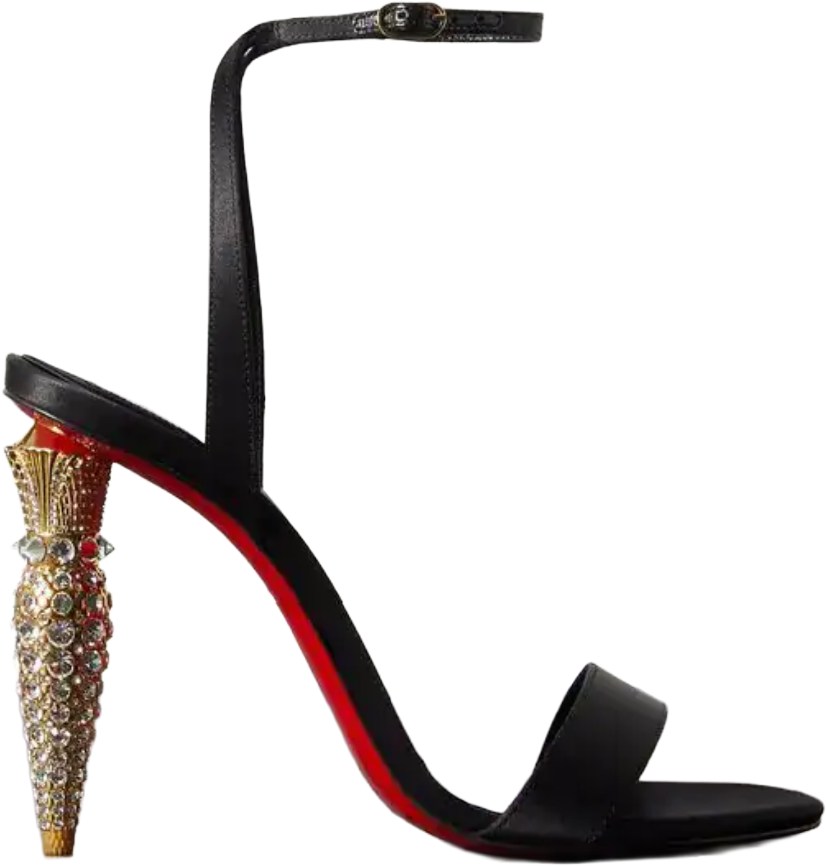 Christian Louboutin Black Crystal Listrass Sandals