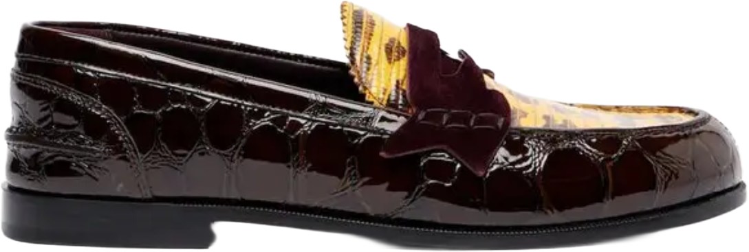 Christian Louboutin Burgundy Croc Penny Loafers