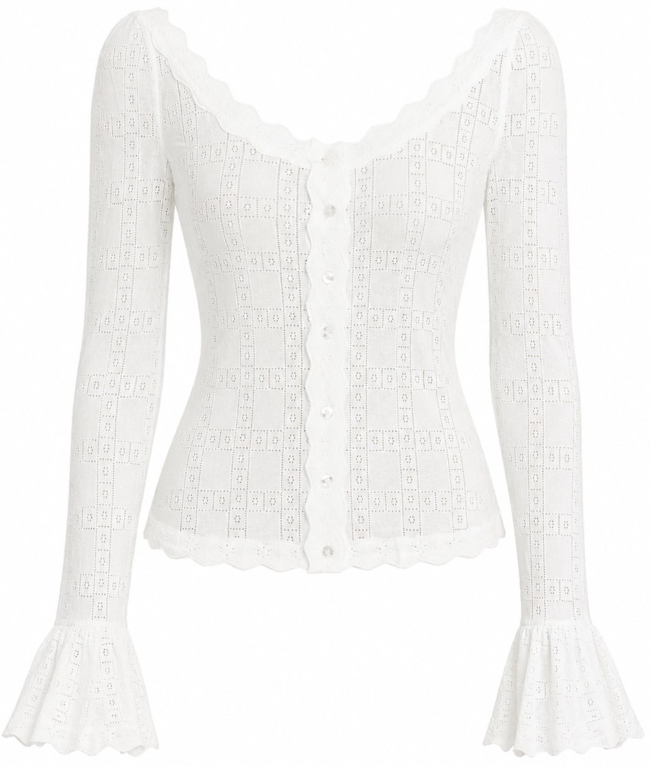 For Love & Lemons White Pointelle Bayberry Top