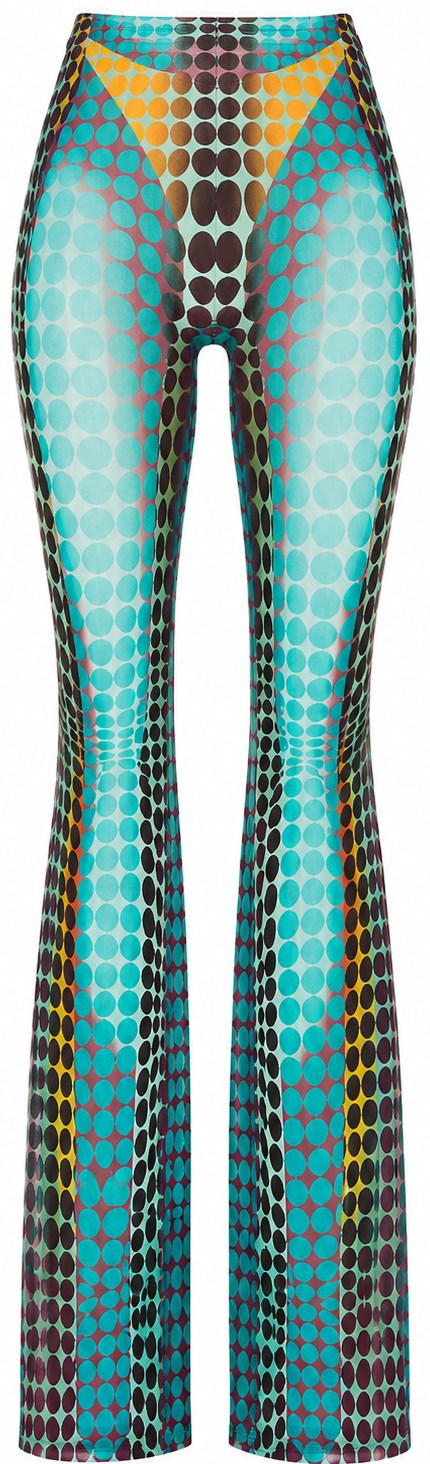 Jean Paul Gauthier Blue Purple Yellow Dot Print Pants