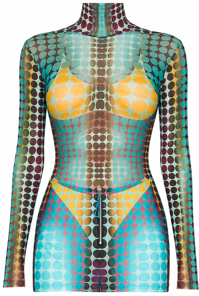 Jean Paul Gauthier Blue Purple Yellow Dot Print Top