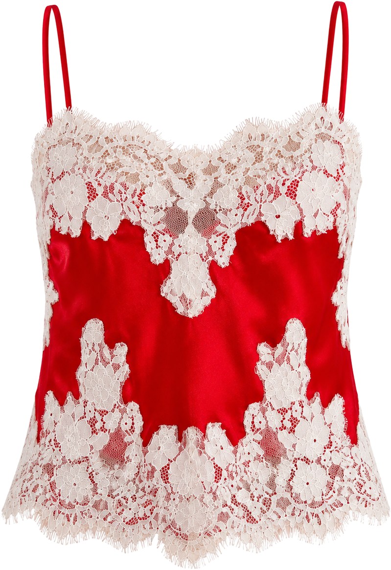Kittenish Red White Lace Sophia Tank