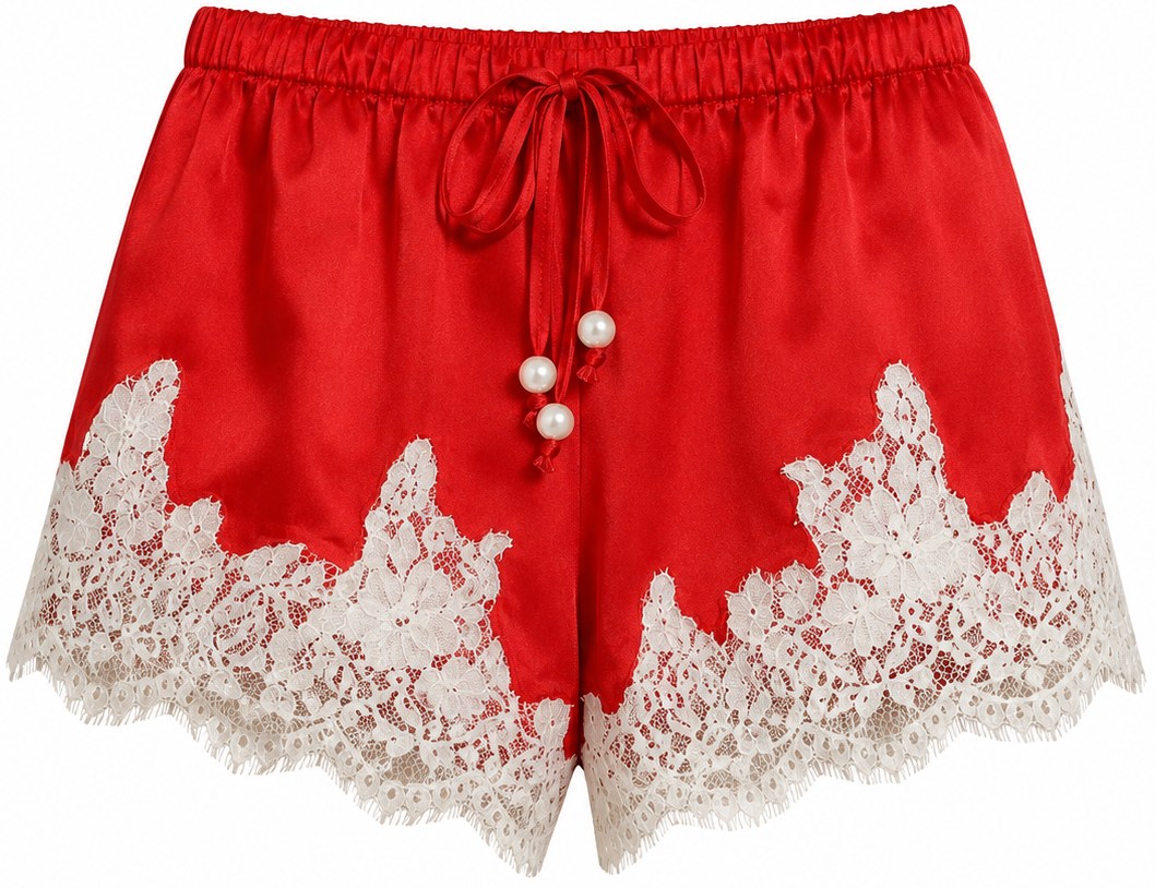Kittenish Red White Lace Stella Shorts