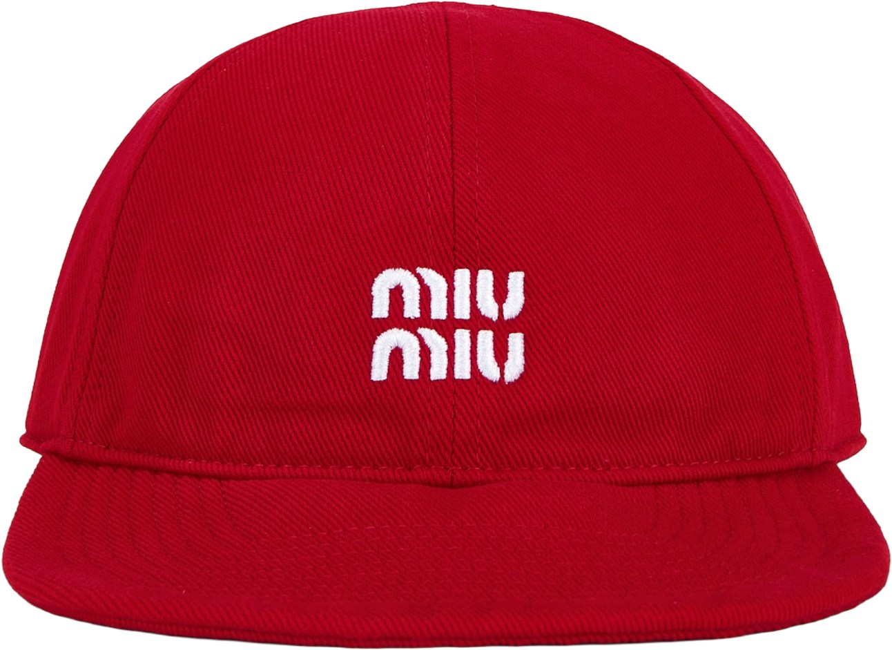 Miu Miu Rosso Tabacco Denim Baseball Cap