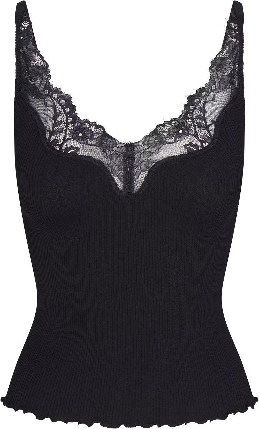 Skims Obsidian Rib Knit Lace Cami