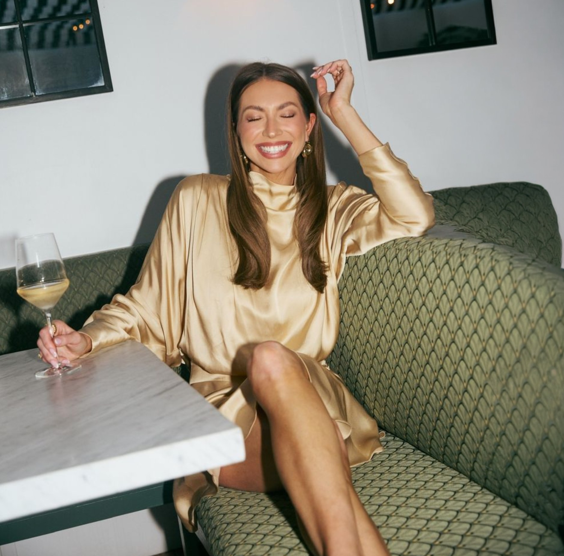 Stassi Schroeder Gold Satin Dress