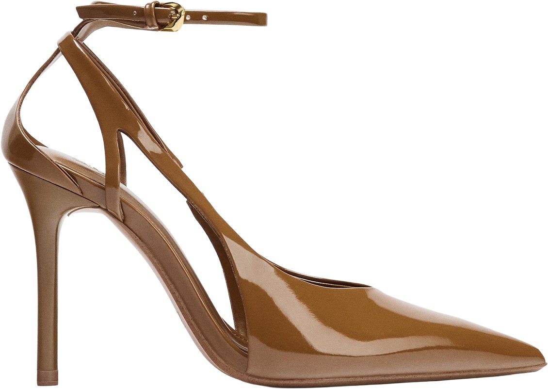Zara Camel Faux Patent Sandals