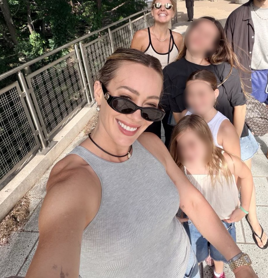 Hilary Duff Heather Grey Tank + Black Gucci Sunglasses