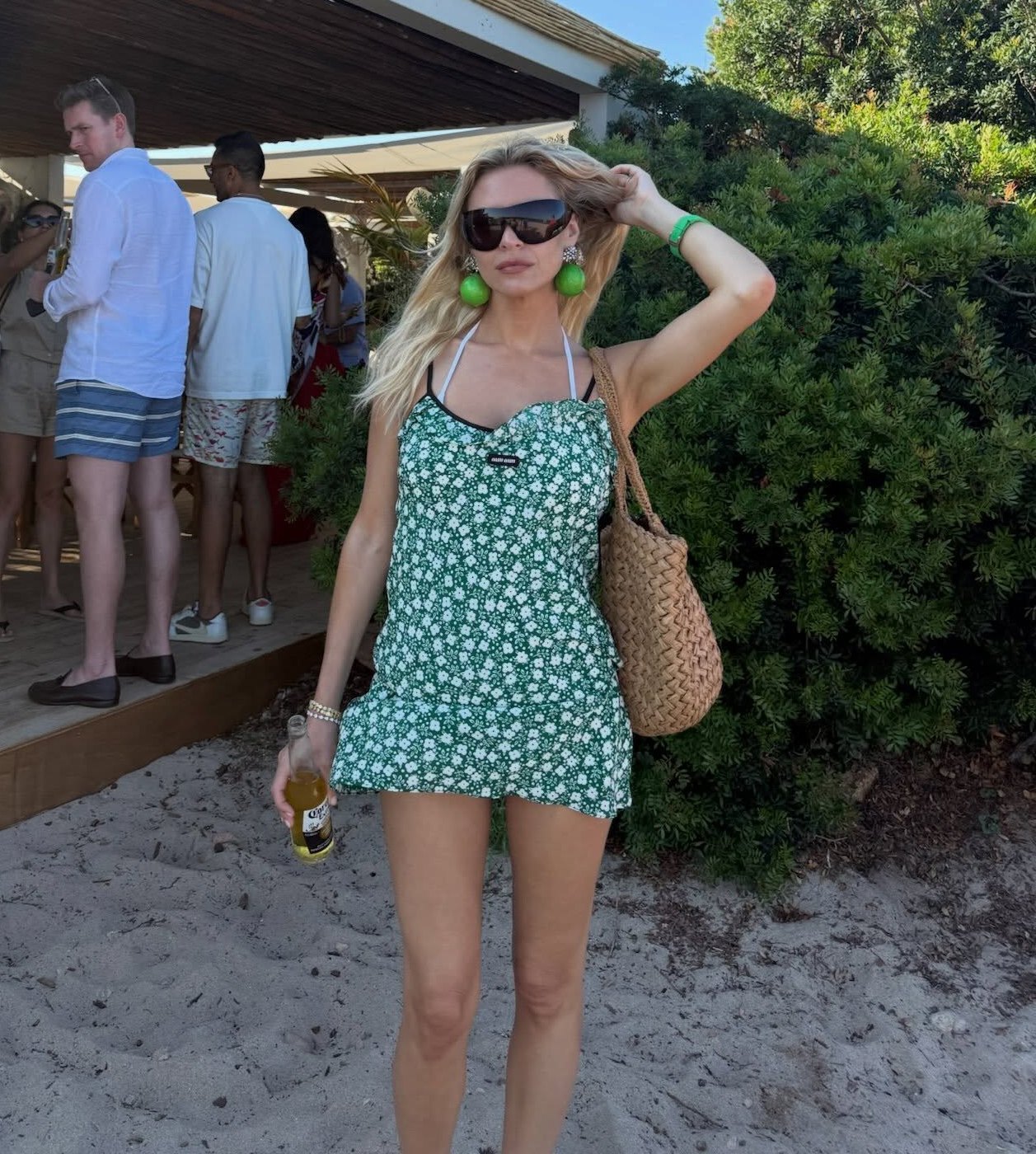 Morgan Stewart Green White Floral Miu Miu Dress