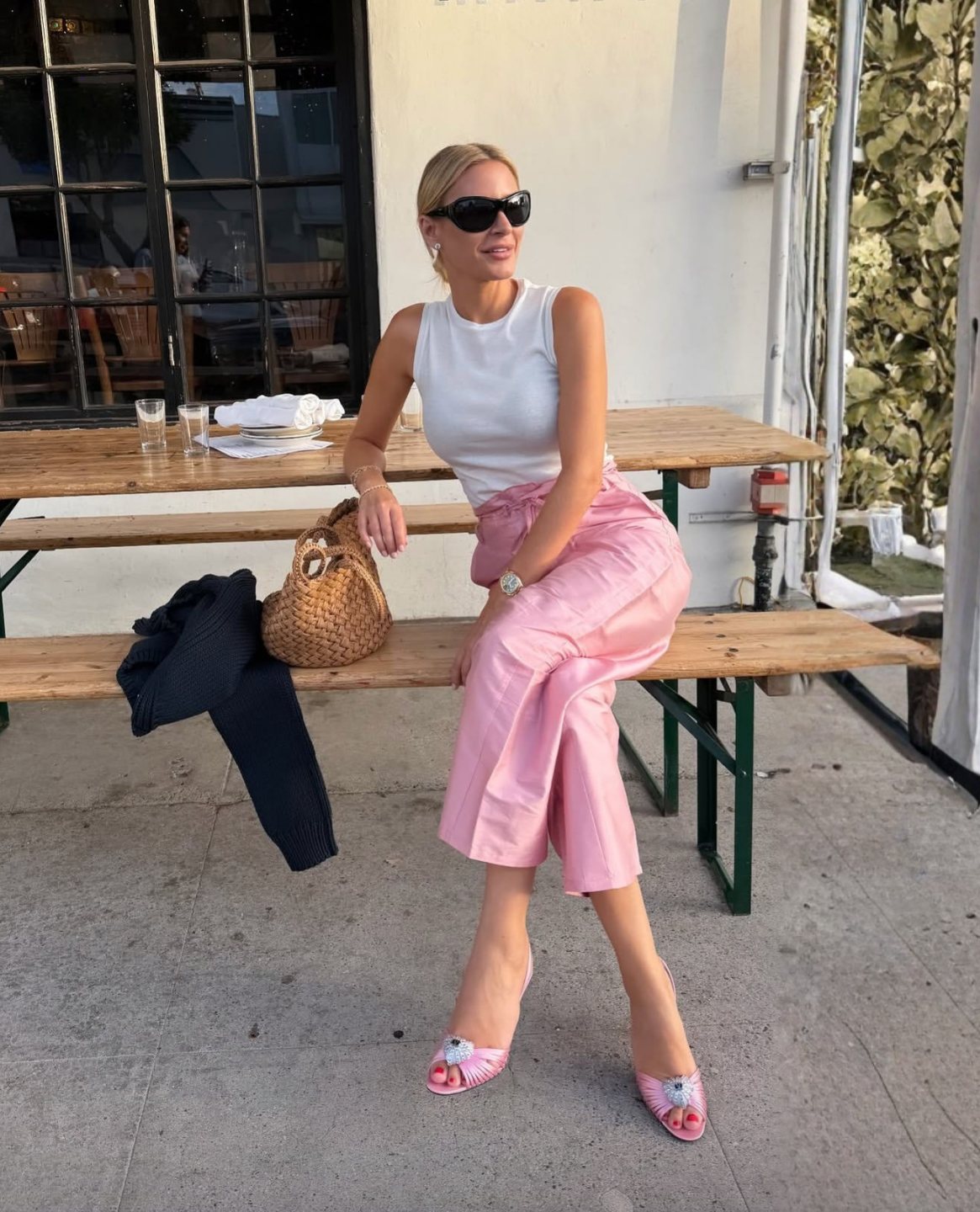 Morgan Stewart Light Pink Taffeta Pants