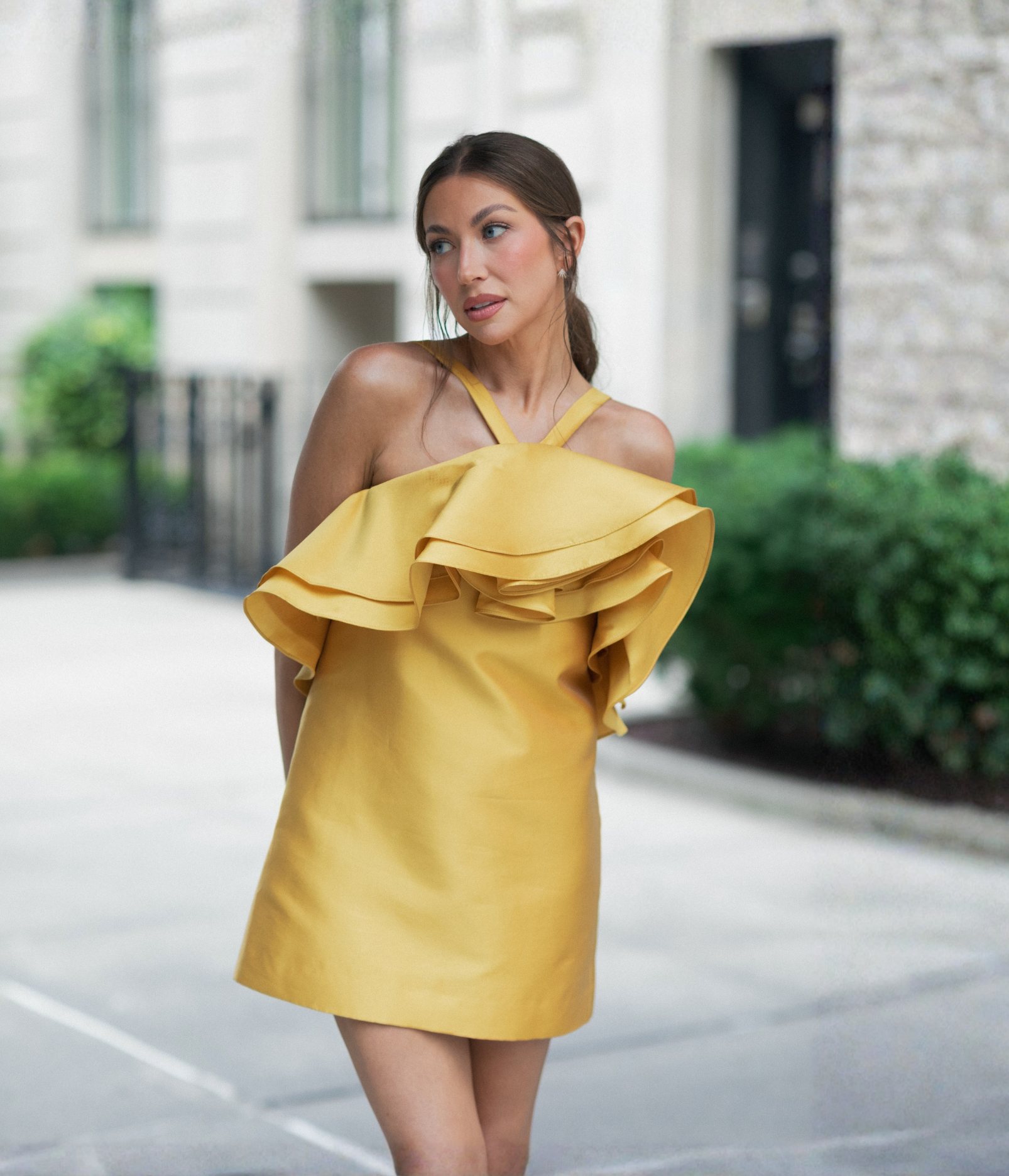 Stassi Schroeder Golden Flower Dress