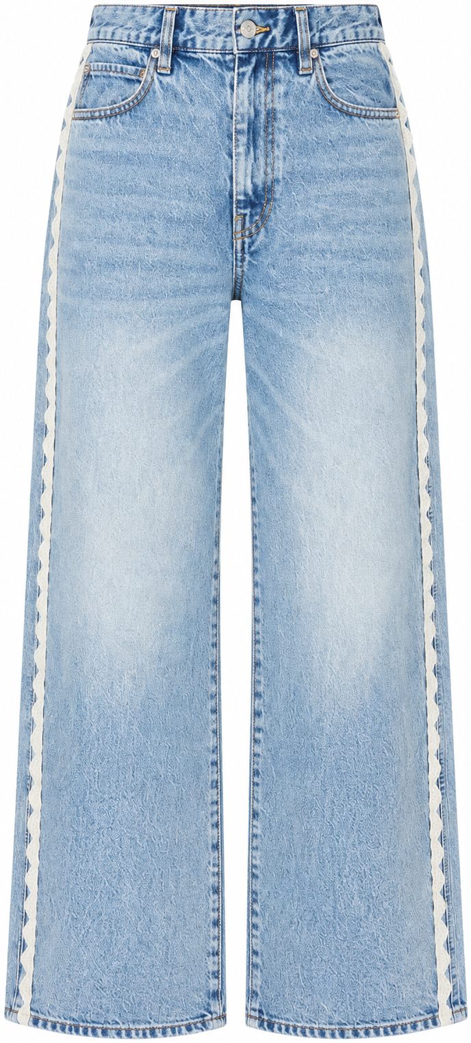 Frame White Crochet Bow Trim Aura Jeans