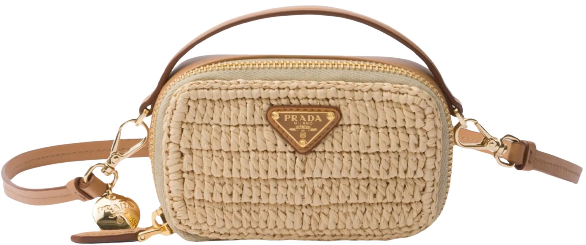 Prada Natural Crochet Leather Mini Pouch