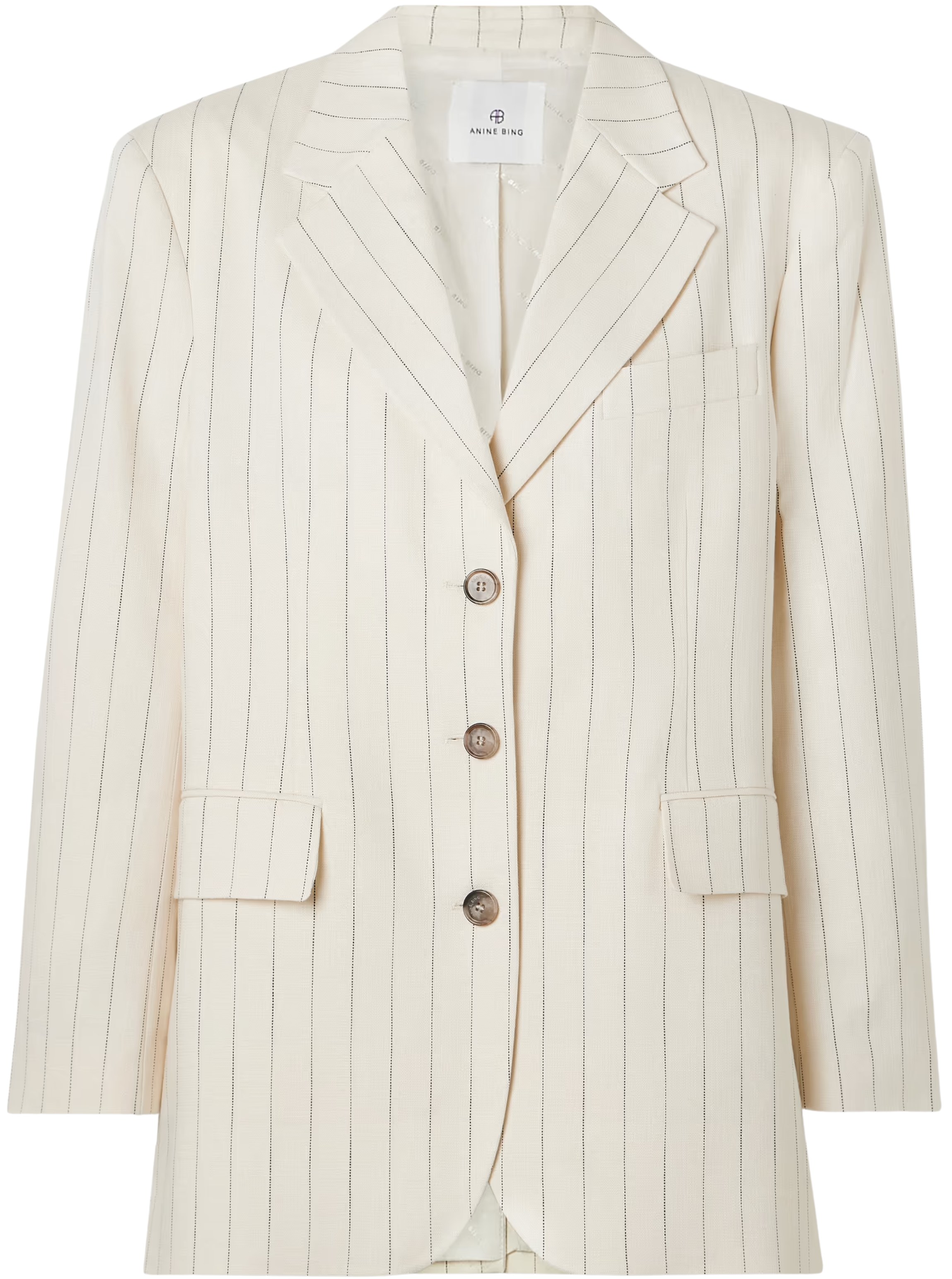 Anine Bing Cream Pinstripe Sara Blazer