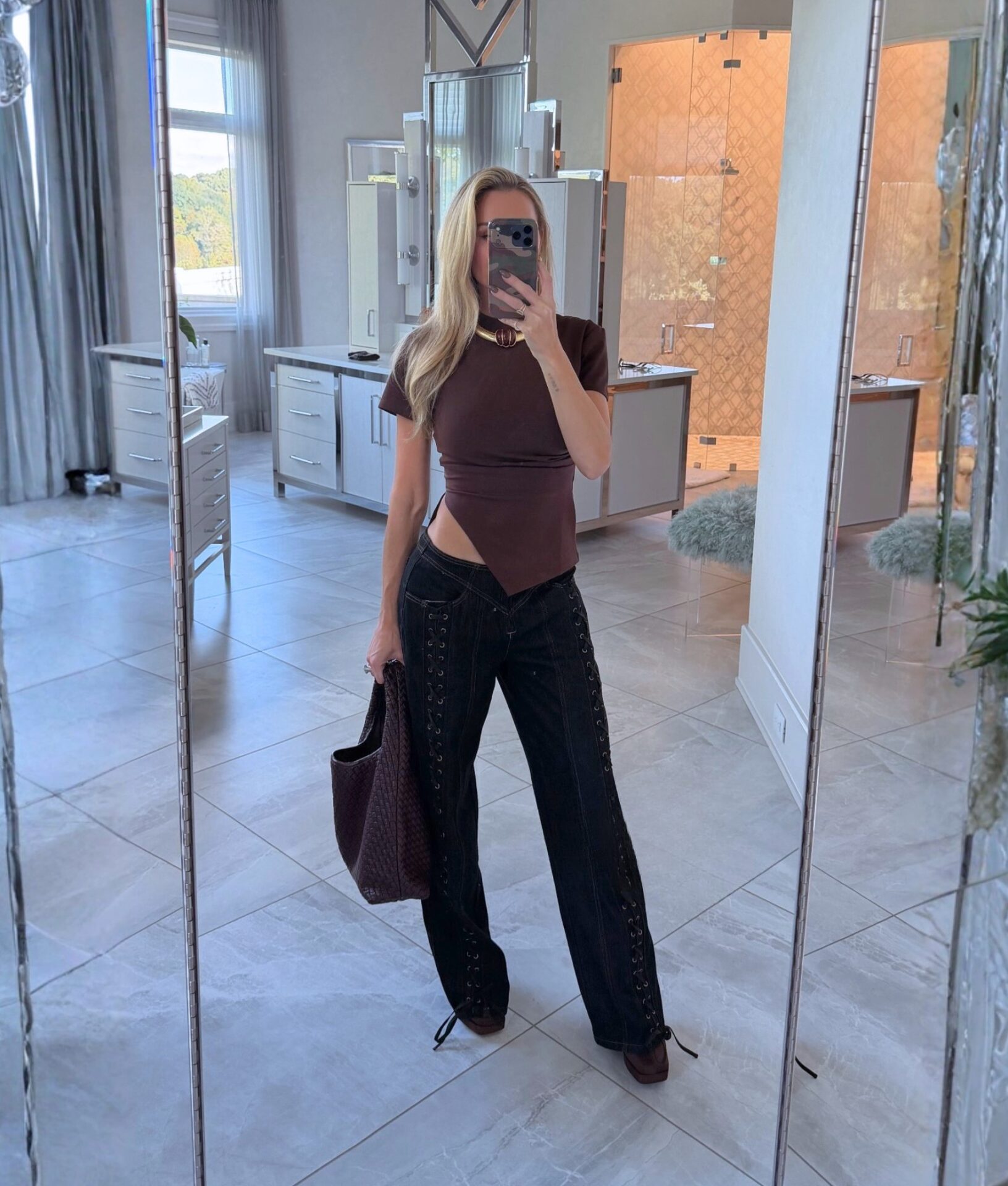 Brittany Aldean Dark Denim Tie Up Pants