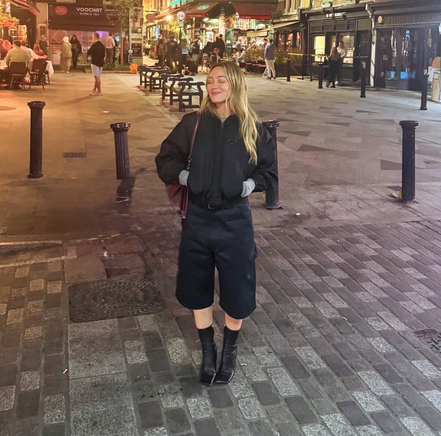 Hilary Duff Black Prada Jacket