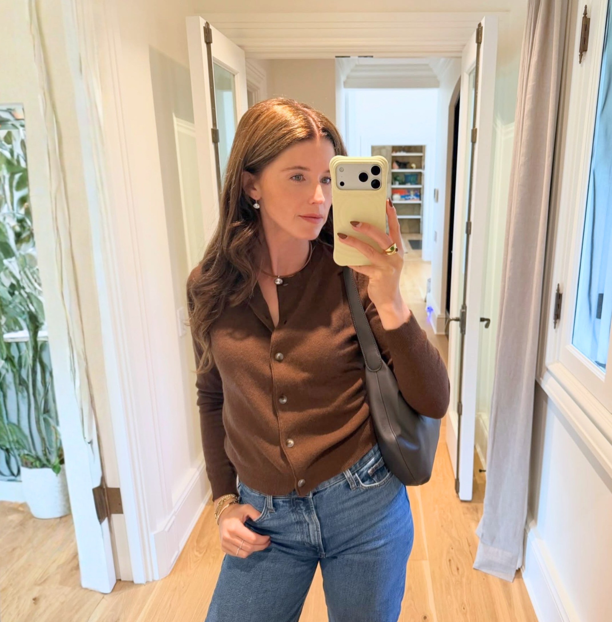 Katherine Schwarzenegger Brown Cardigan