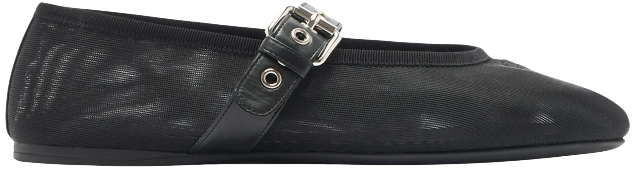Miu Miu Black Mesh Mary Janes Ballerinas