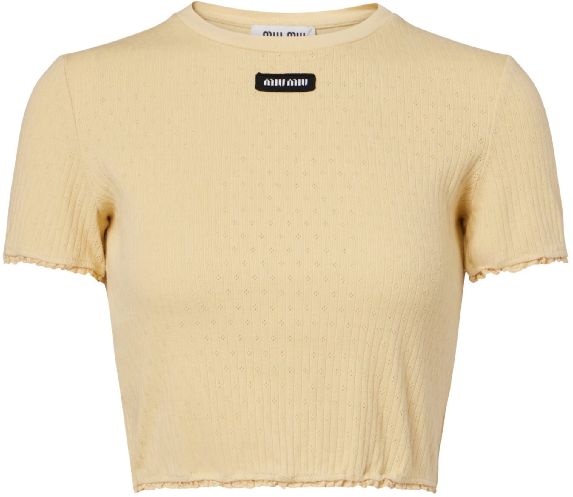 Miu Miu Yellow Pointelle Baby Tee