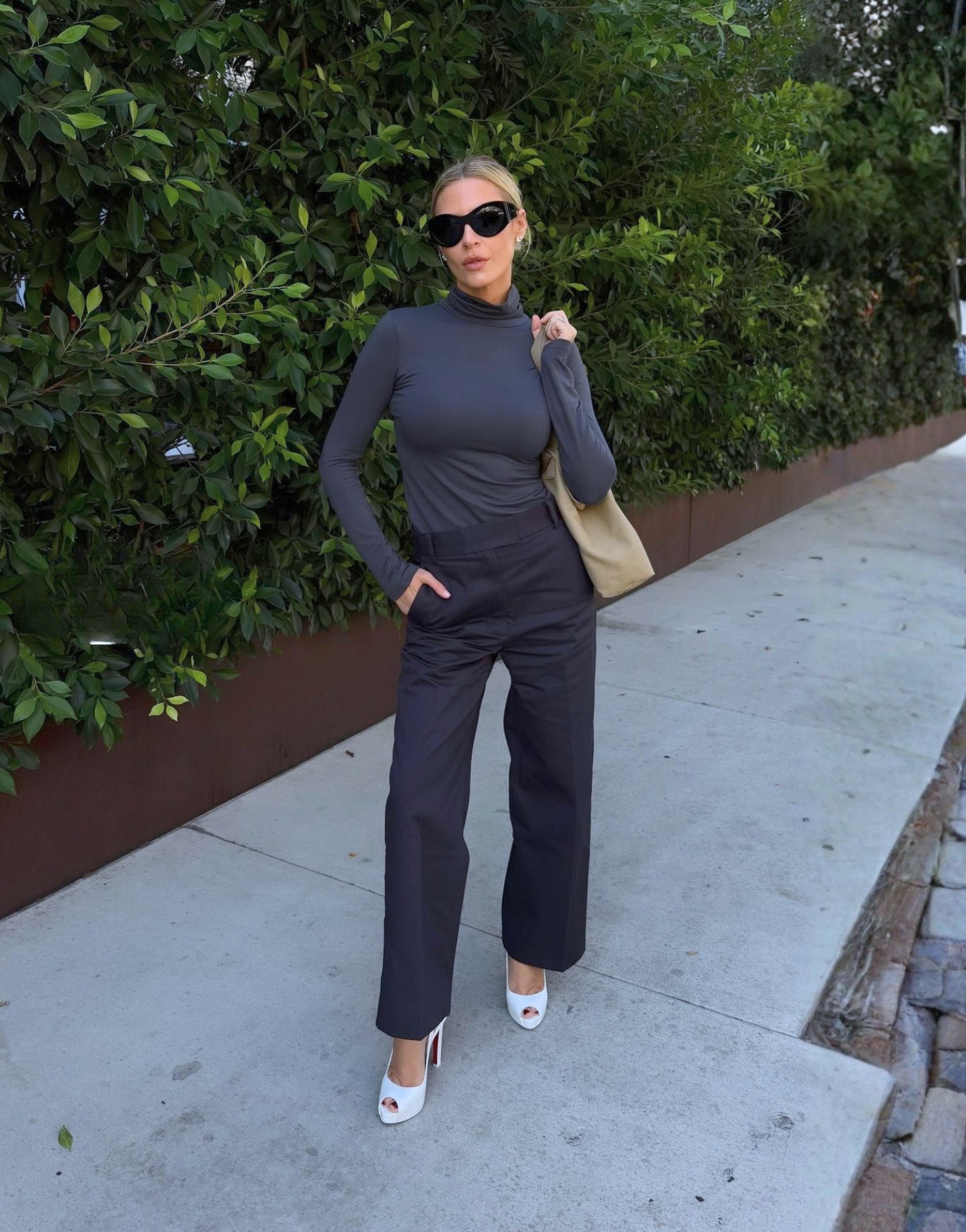 Morgan Stewart Grey Turtleneck Renggli Top