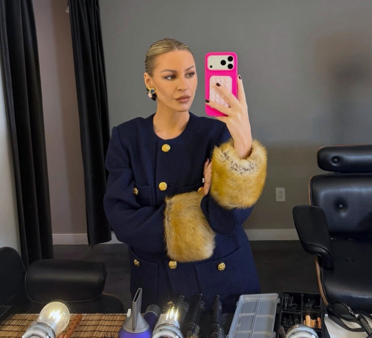 Morgan Stewart Navy Tweed Valentino Jacket
