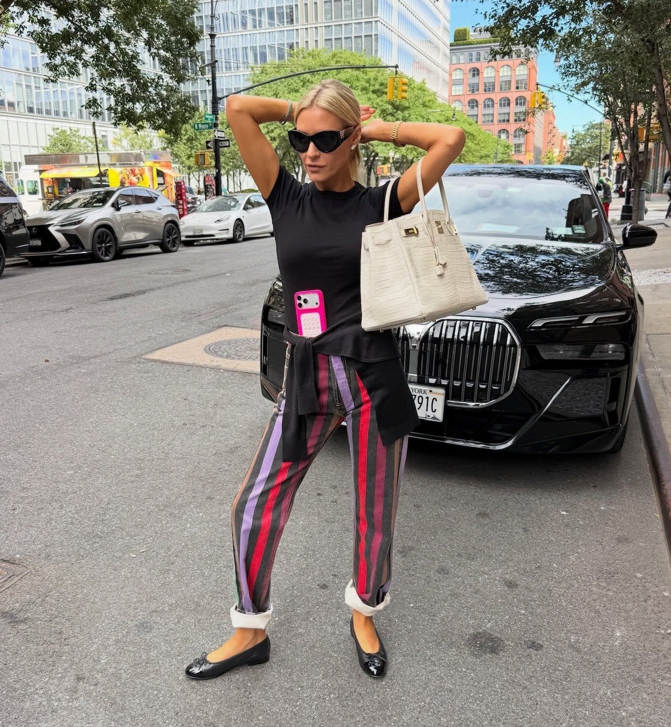 Morgan Stewart Red Purple Stripe Jeans