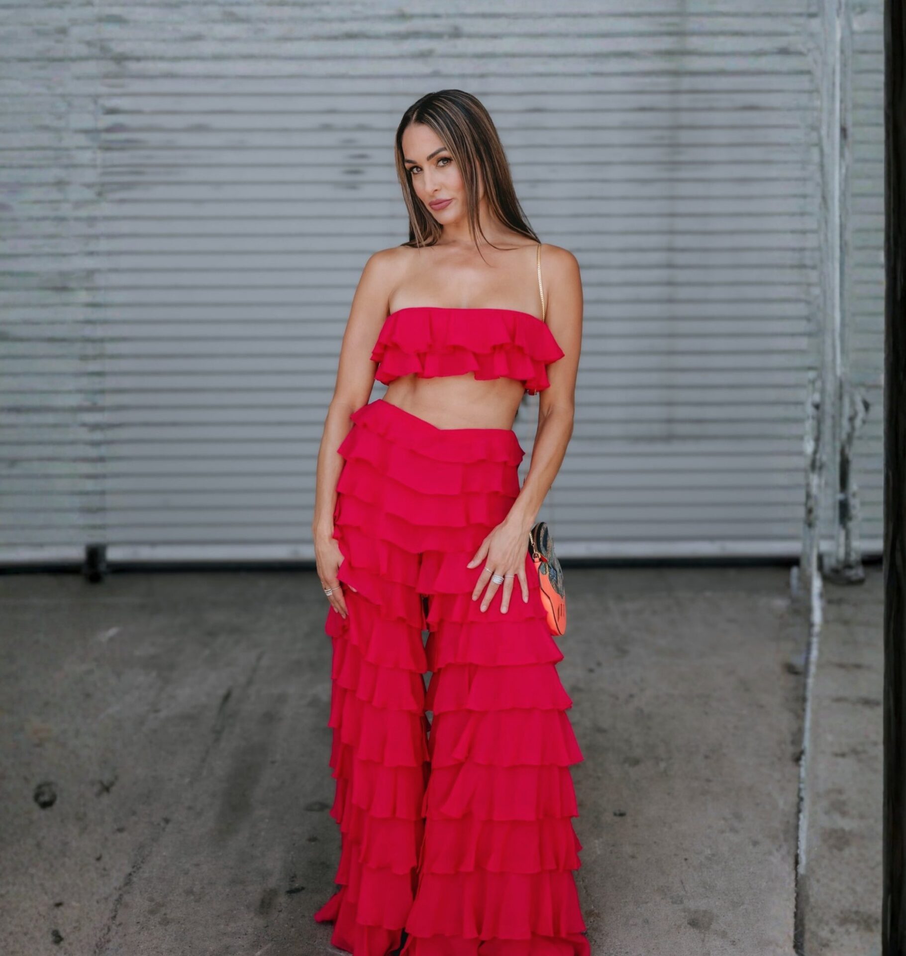 Nikki Garcia Bright Pink Ruffled Outfit