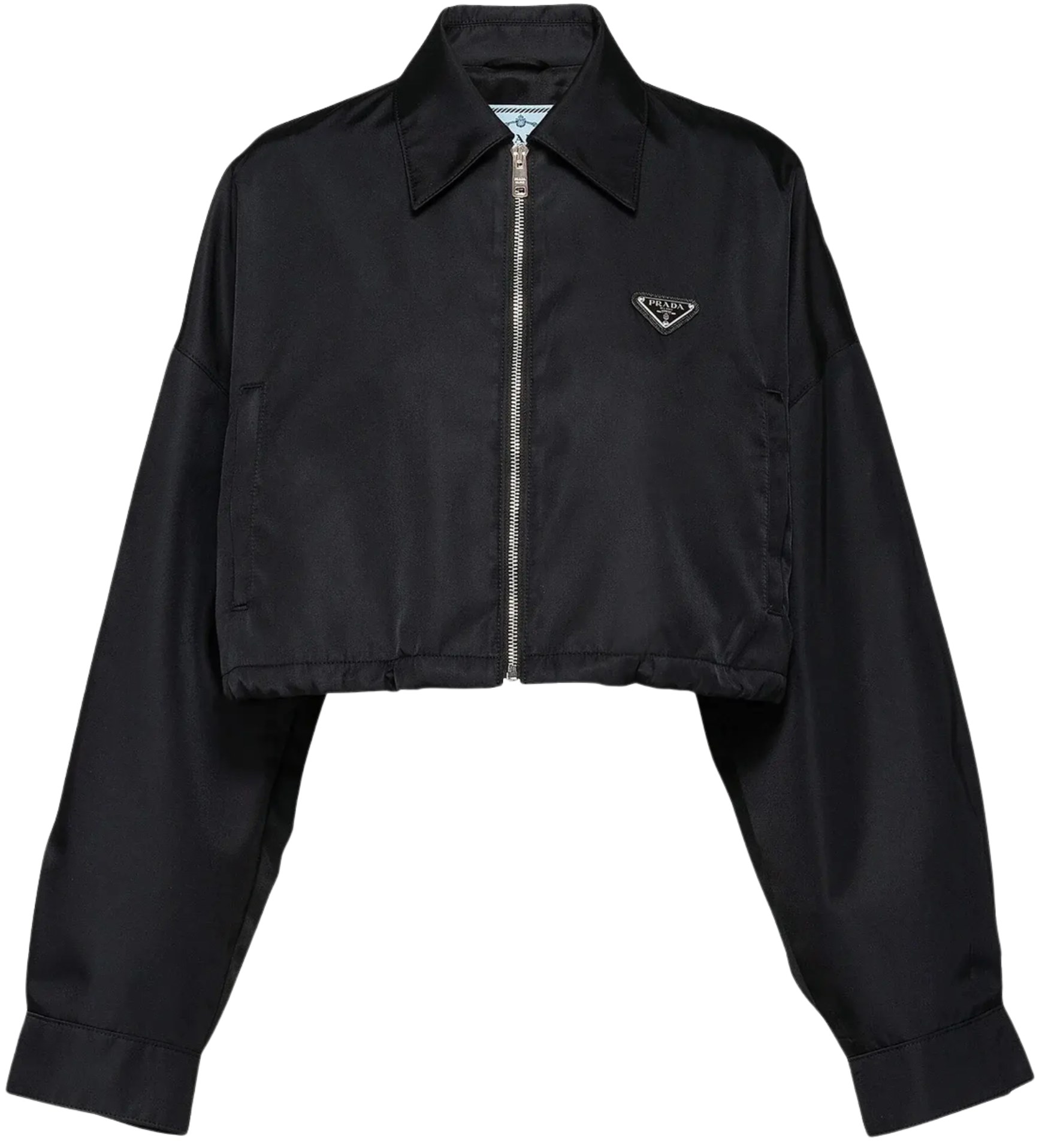 Prada Black Satin Re Nylon Cropped Jacket