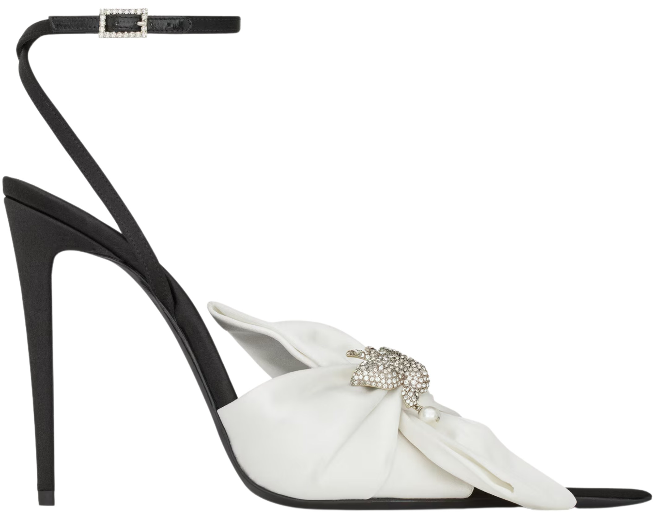 Saint Laurent White Black Dove Sandals