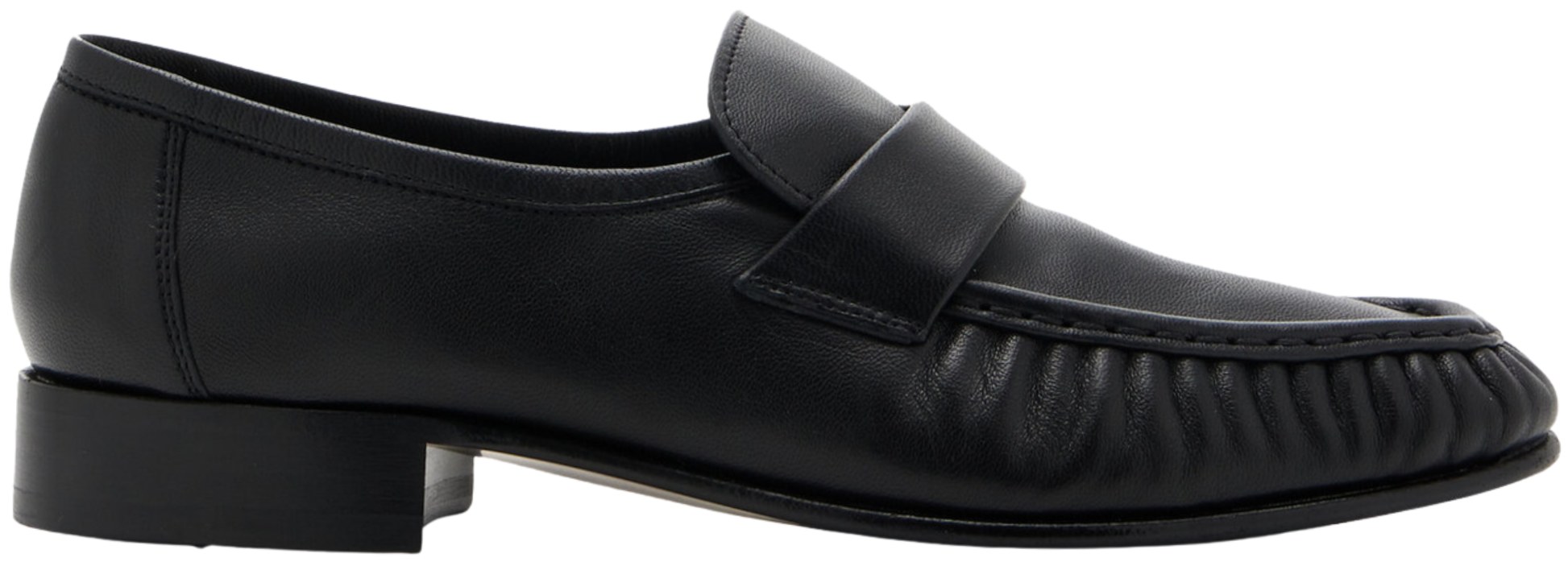 The Row Black Leather Soft Loafers