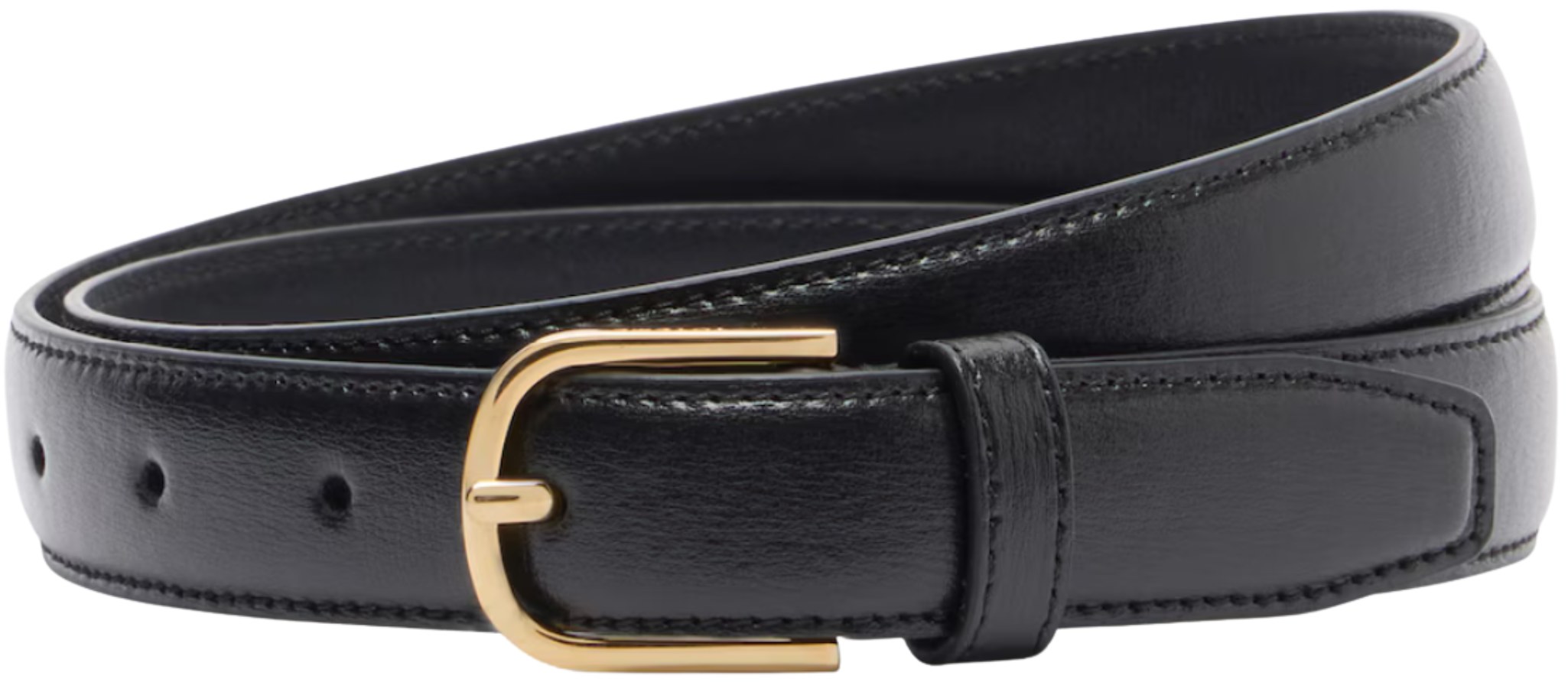 Toteme Black Gold Leather Slim Belt