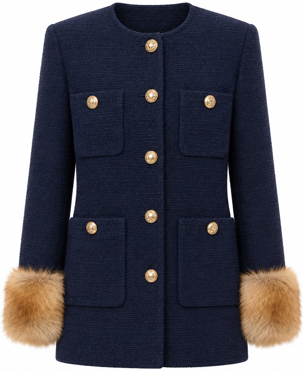 Valentino Garavani Navy Tweed Gold Jacket