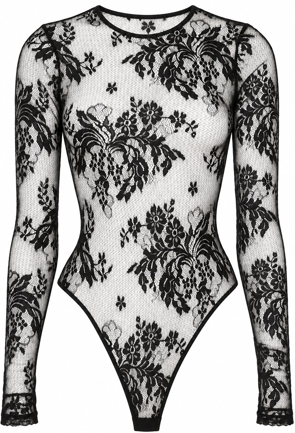 Wardrobe NYC Black Sheer Floral Lace Bodysuit