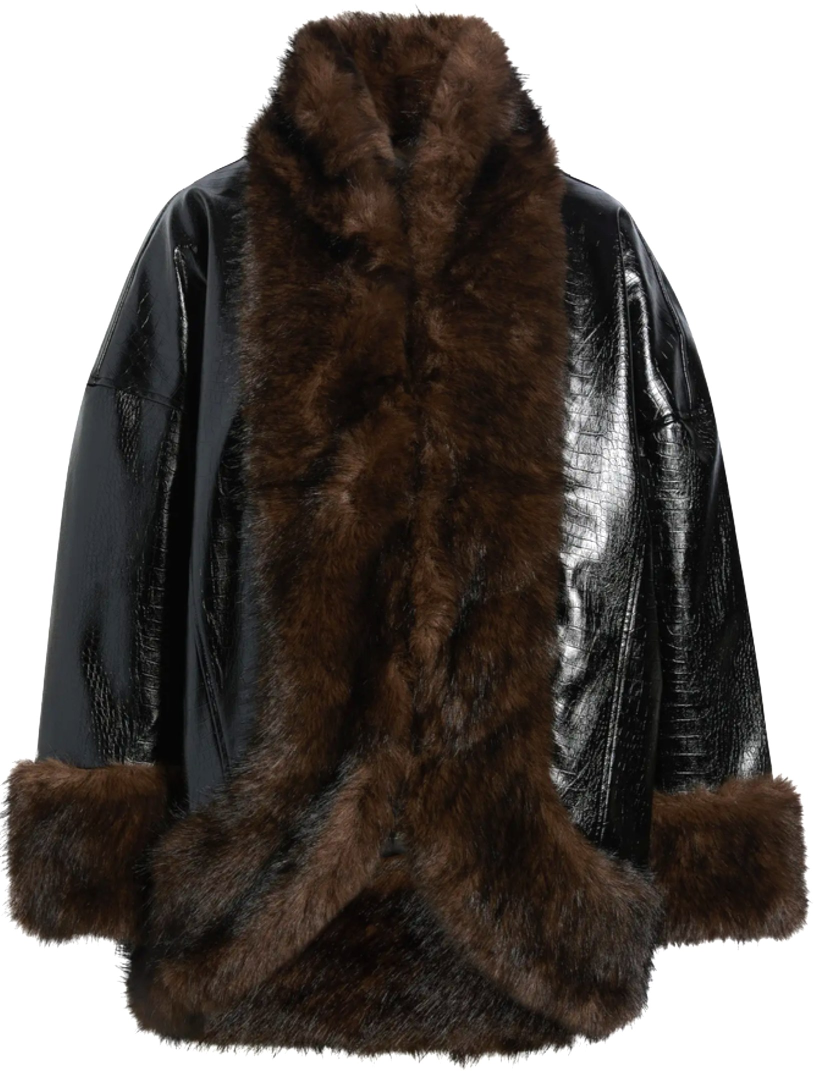 Apparis Noir Croc Fauve Multi Carrie Coat