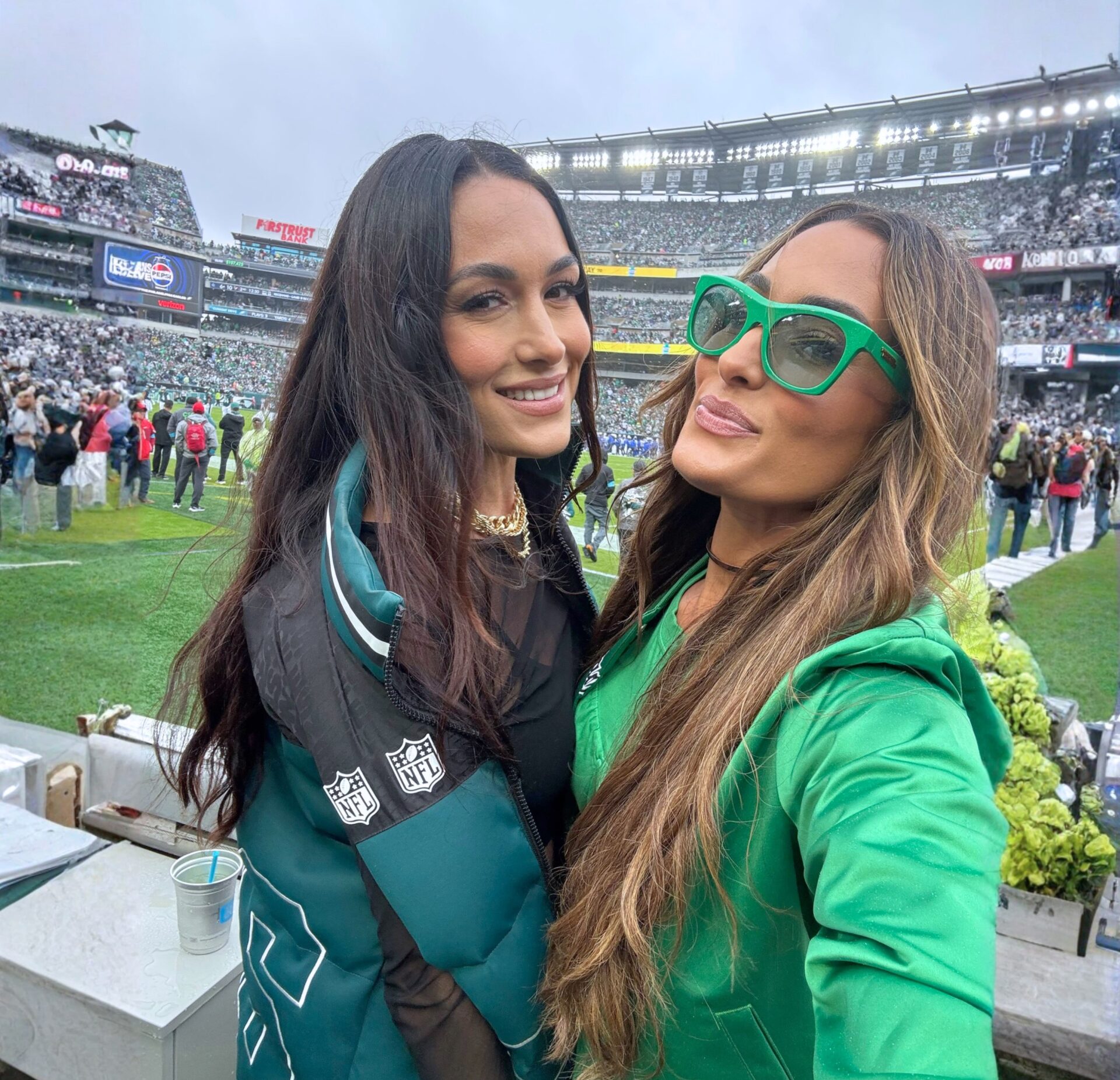 Brie Garcia Philadelphia Eagles Puffer Vest at Philadelphia Eagles vs Los Angeles Rams Game