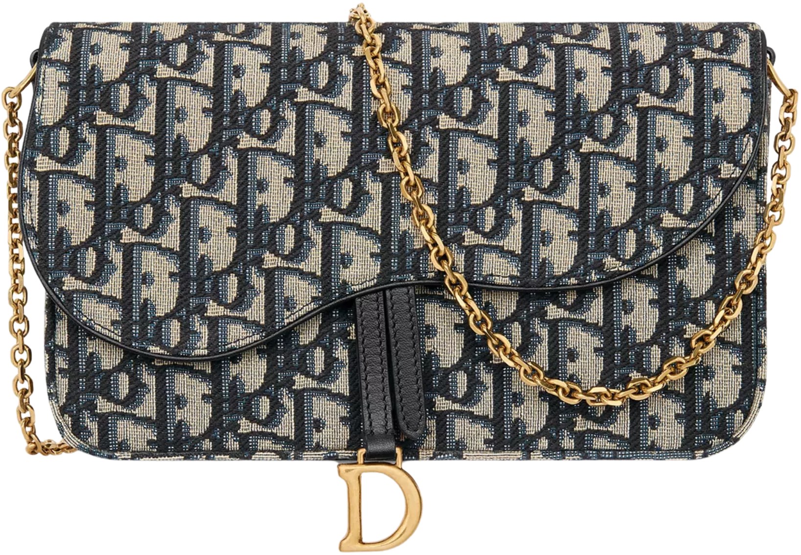 Dior Blue Dior Oblique Jacquard Saddle Pouch Bag