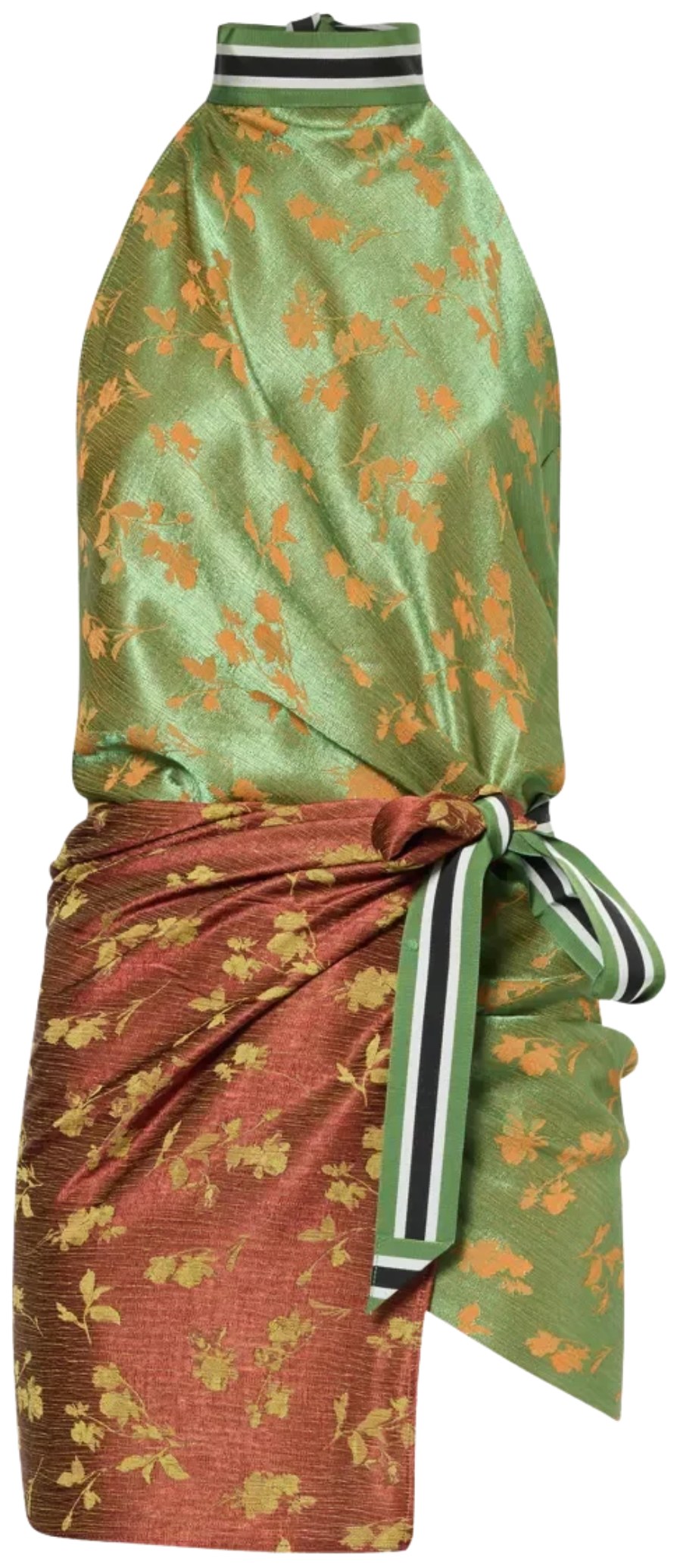 Dries Van Noten Light Green Brown Print Wrap Top