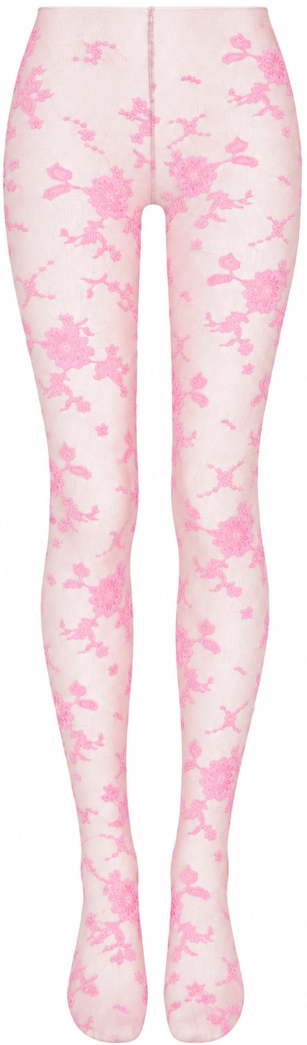 Free People Pink Combo Floral Flocked Tights