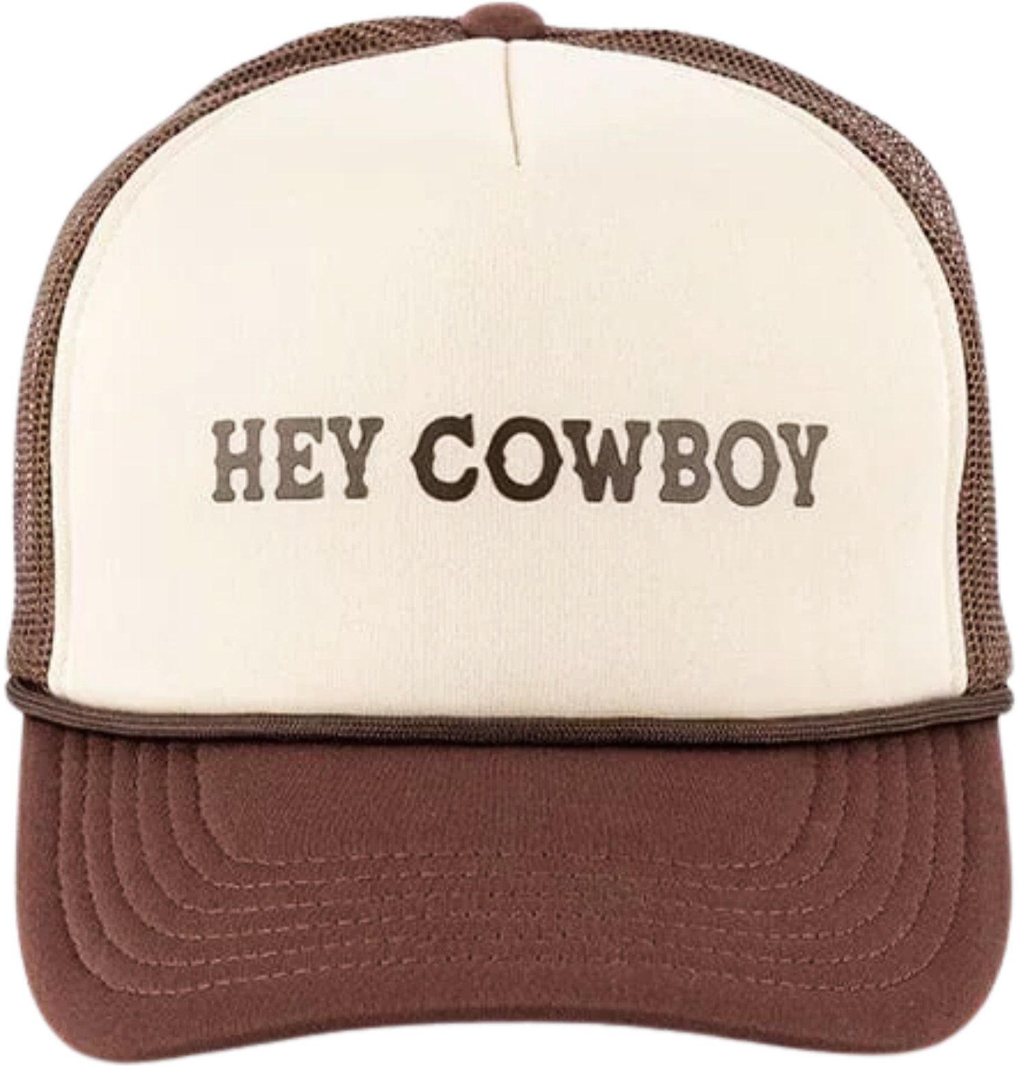 Gigi Pip Cream Chocolate Brown Hey Cowboy Trucker Hat