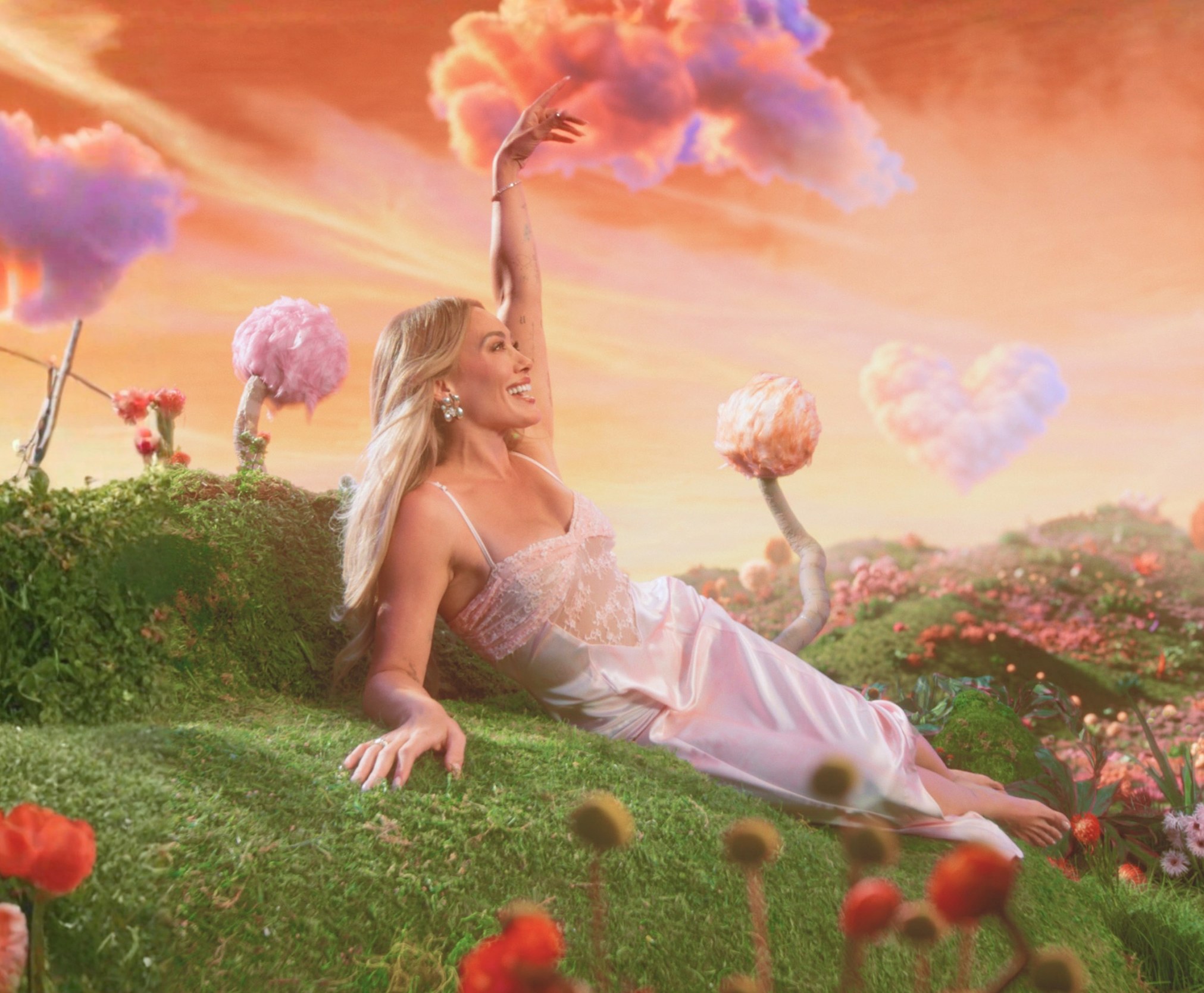Hilary Duff Light Pink Lace Satin Dress - Hilary Duff for CATastrophe Music Video