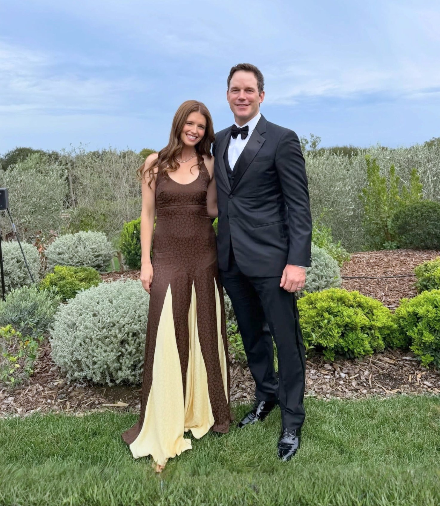 Katherine Schwarzenegger Brown Yellow Two Tone Dress