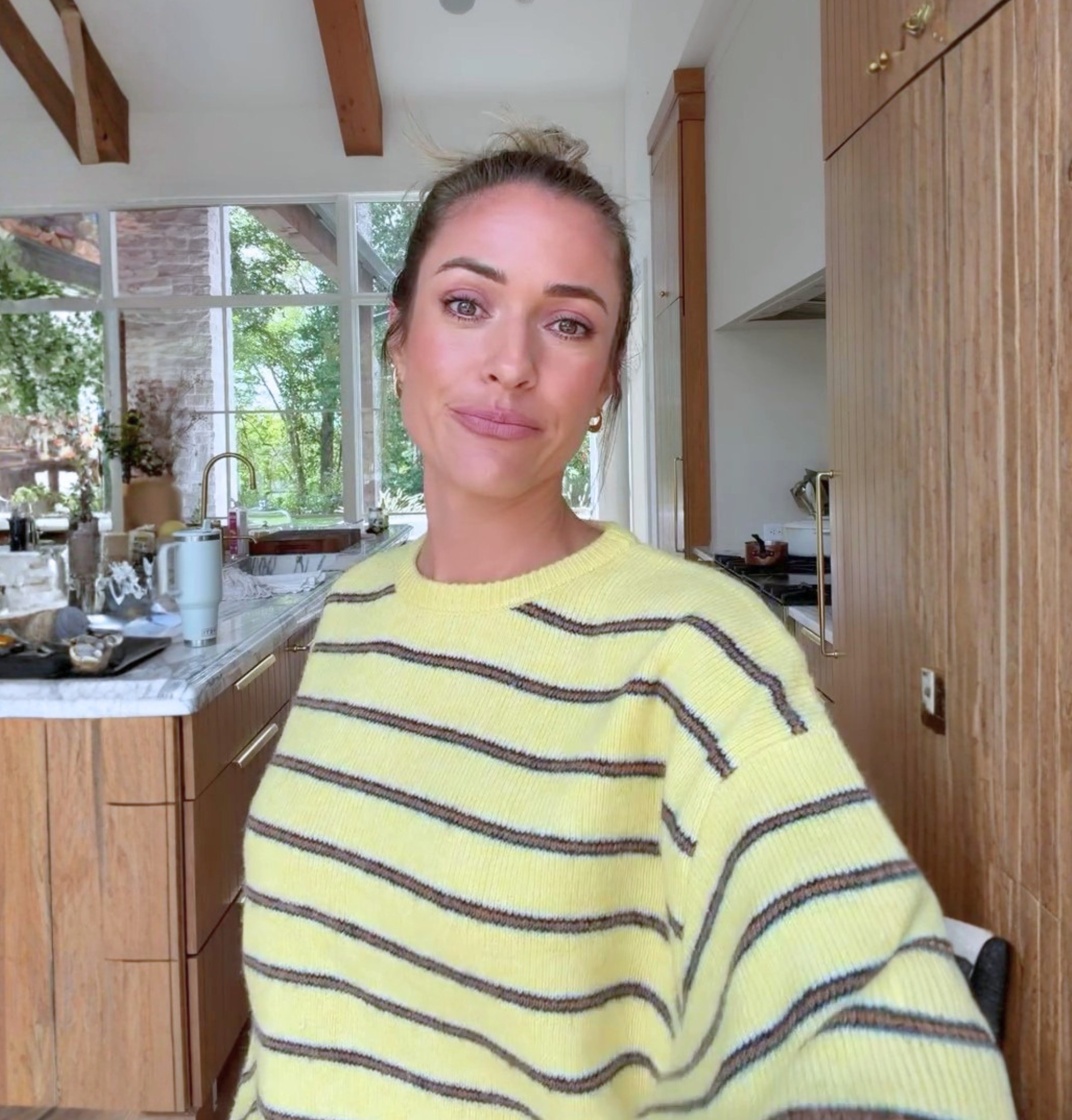 Kristin Cavallari Yellow Striped Sweater