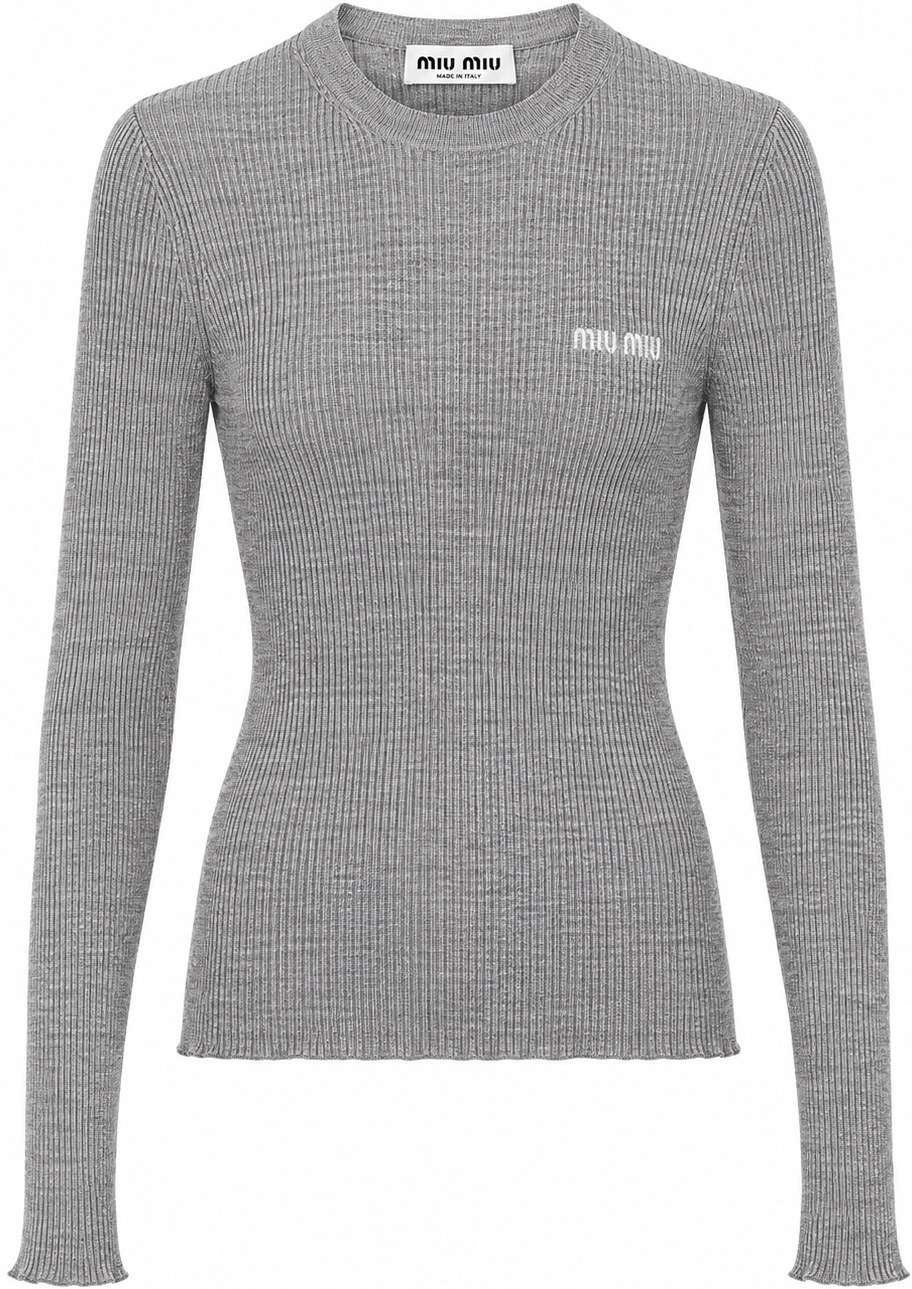 Miu Miu Gray Ribbed Sweater