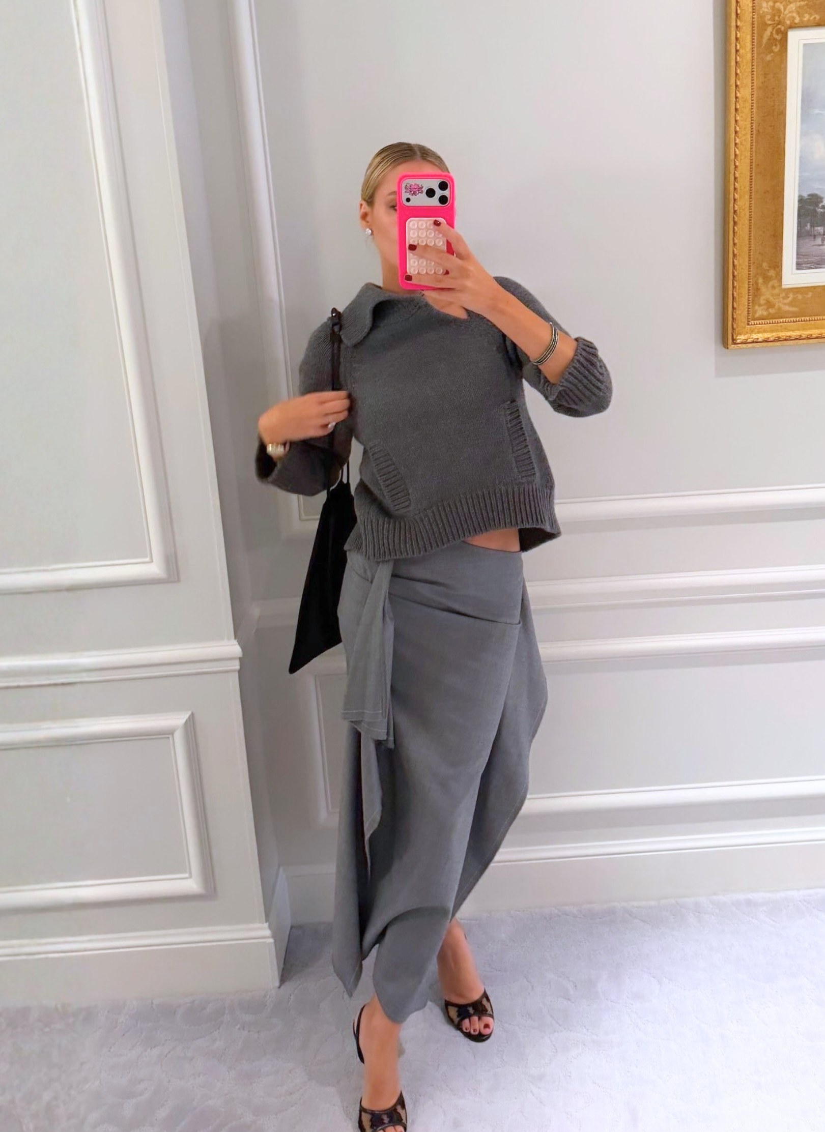 Morgan Stewart Grey Asymmetric Sweater