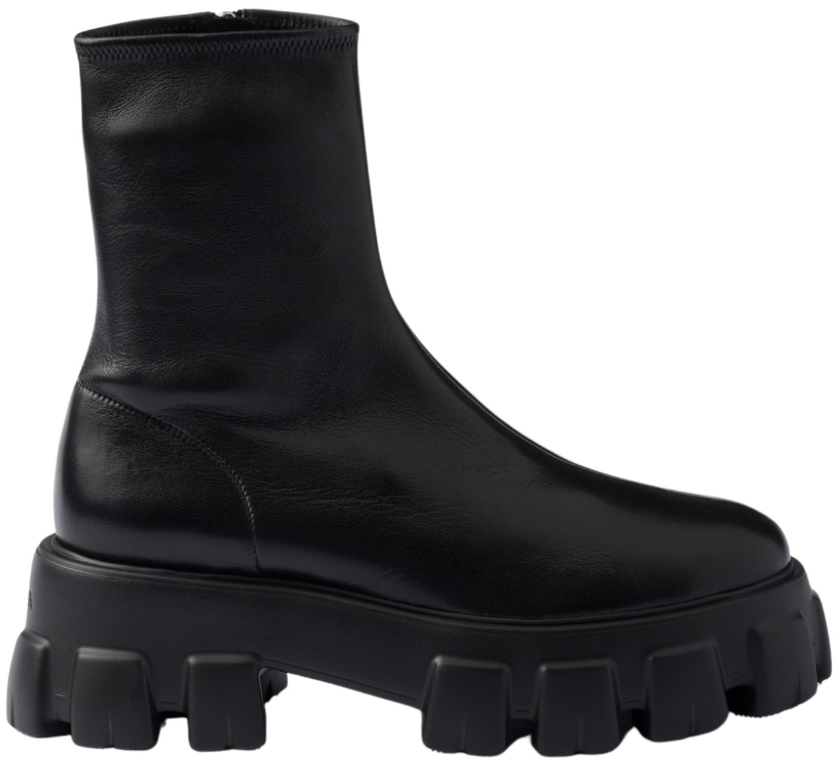 Prada Black Leather Monolith Booties