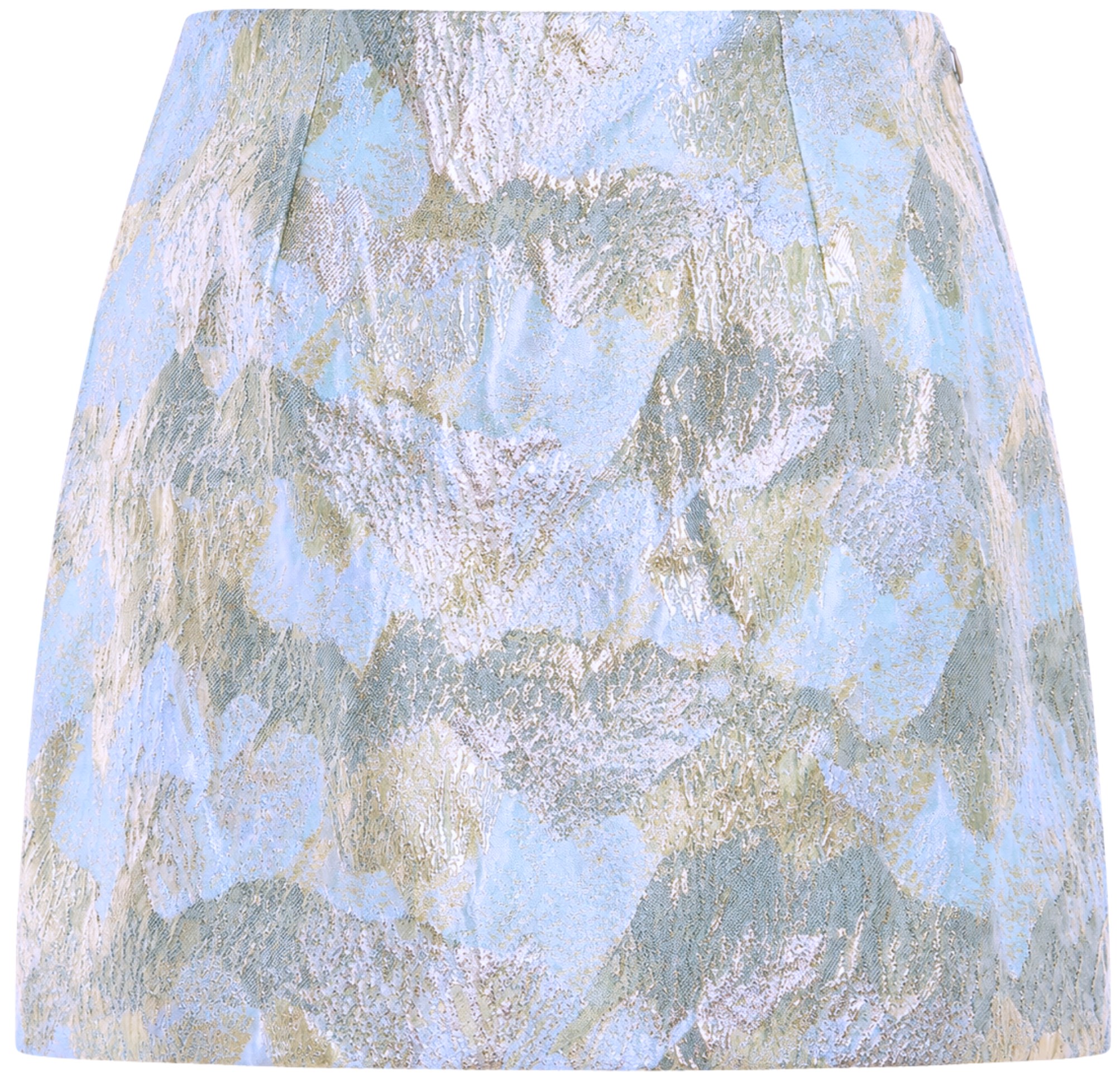 Renggli Ice Blue Floral Metallic Brocade Skirt